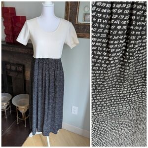 Vtg 90s Medium Black Math Numbers Long Maxi Skirt Dress Knit Thermal Top 174
